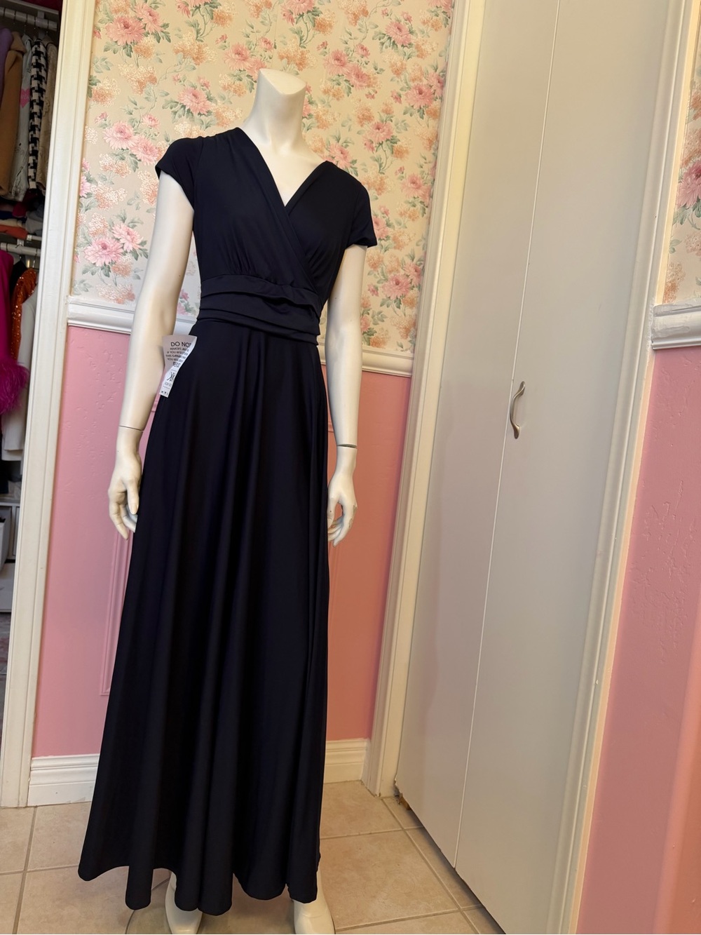 Elegant navy blue  Wrap Maxi Dress - Women's Evening Gown